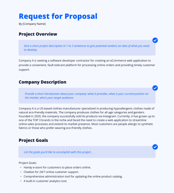 Request For Proposal Rfp For Software Development Template From Jaydevs