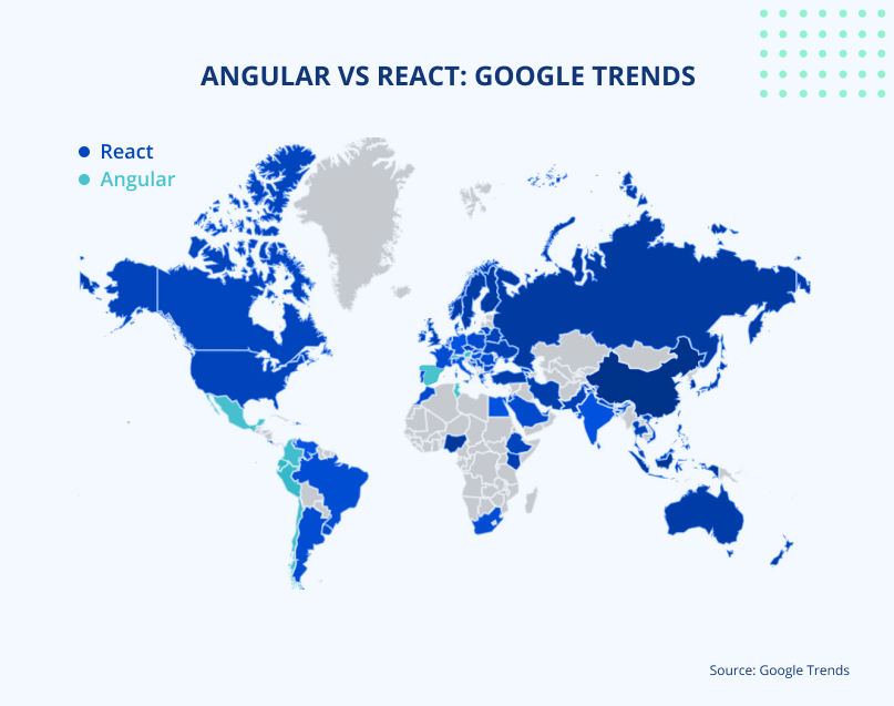 Angular vs React worldwide