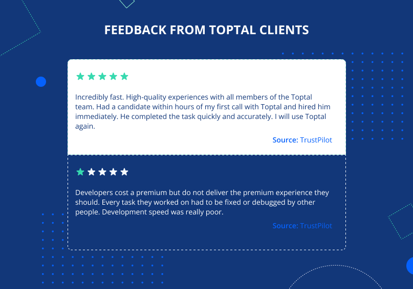 feedback from toptal clients